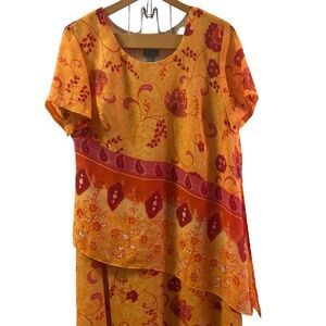 Women's Rabbit Rabbit Rabbit Flowing No-Wrinkle Short Sleeve Long Dress Size 14